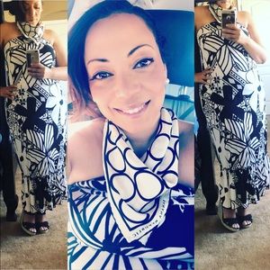 Summer black and white maxi dress